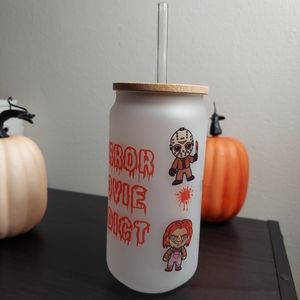 Horror Movie Addict frosted glass cup